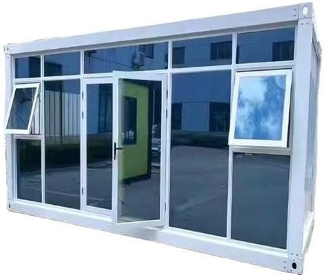 Container à paquet plat Porte en acier détachable Bureau mobile mur en verre modulaire Petite maison