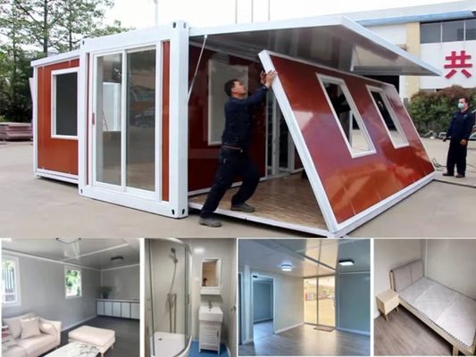 Maison de conteneurs évolutifs en panneau sandwich en acier pour la vie en blanc/gris/noir