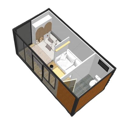 Maison de conteneurs pliable de 20 pieds avec accessoires légers Panneau sandwich en acier durable