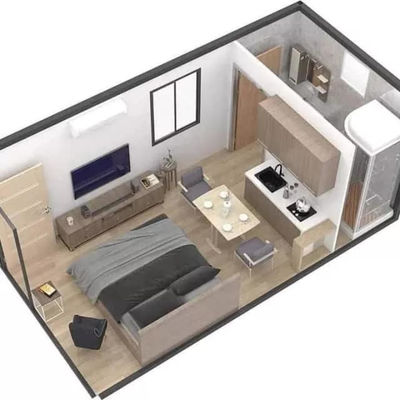 Maison de conteneurs pliable de 20 pieds avec accessoires légers Panneau sandwich en acier durable