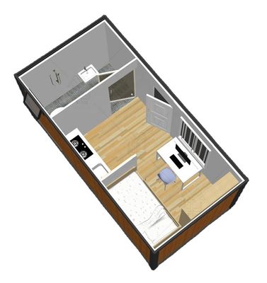 Maison de conteneurs pliable de 20 pieds avec accessoires légers Panneau sandwich en acier durable