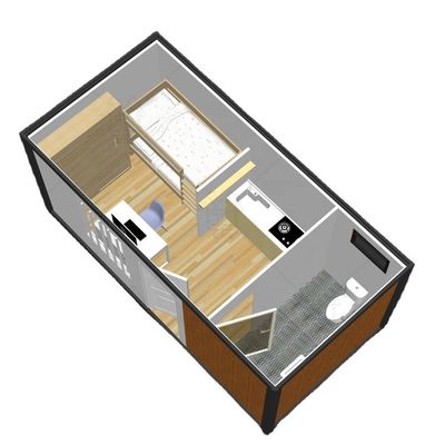 Maison de conteneurs pliable de 20 pieds avec accessoires légers Panneau sandwich en acier durable