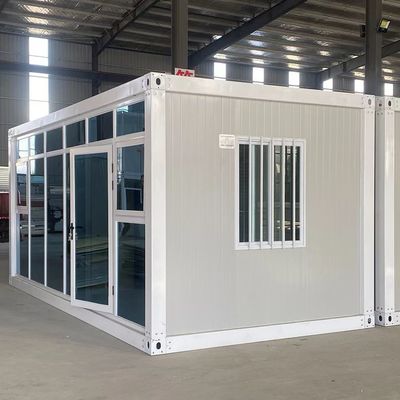 Container à emballage plat Container préfabriqué maison-bureau avec fenêtre coulissante en PVC