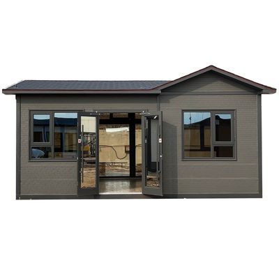 Maison mobile à porte en acier maison modulaire conteneur préfabriqué avec mur rideau en verre