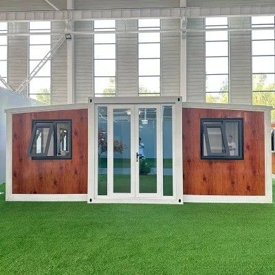 Protection de l'environnement 2 chambres préfabriquées maison de conteneurs extensible avec porte en acier