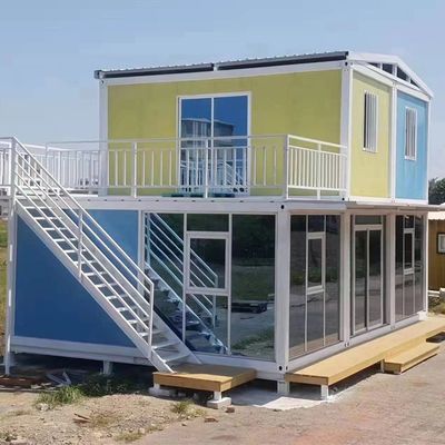 Maison mobile à porte en acier maison modulaire conteneur préfabriqué avec mur rideau en verre