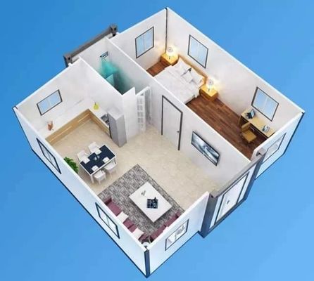 Maison modulaire pliable préfabriquée de 3 chambres avec couleur personnalisée et porte en acier