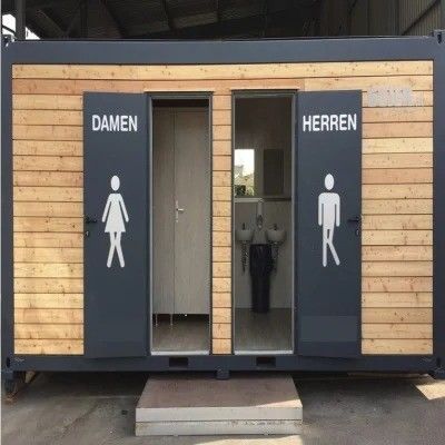 Maison de conteneurs à paquet plat de 20 pieds/40 pieds pour toilettes mobiles modulaires
